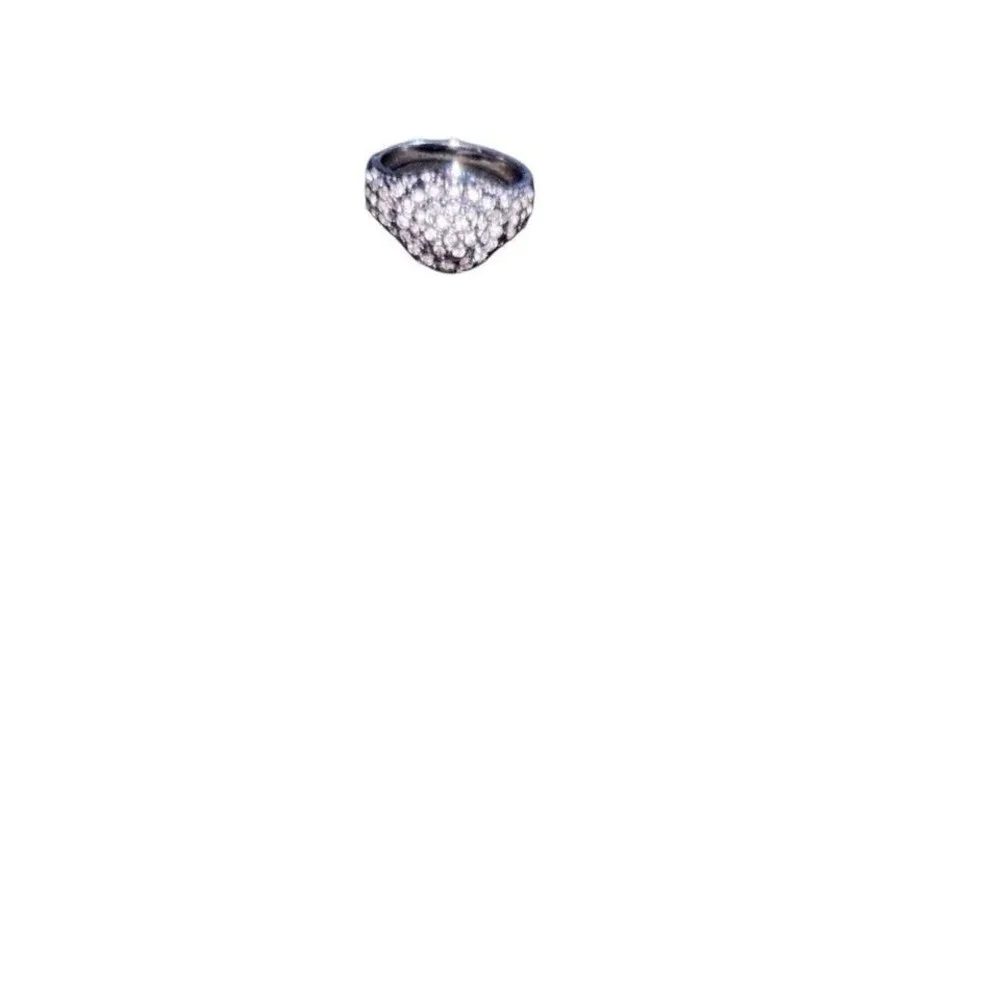 Vtg Silver Toned Ball Rhinestones Ring Sz 7 Statement Evening Bling‎ Oversized